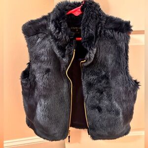 Crewcuts Navy Faux Fur Vest - small